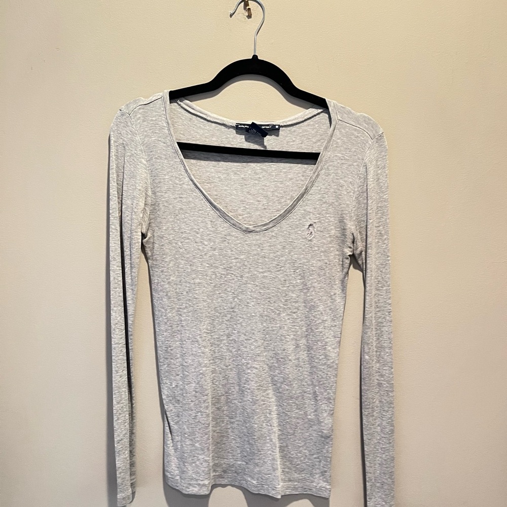 Gray Long Sleeve Ralph Lauren Women's Top
